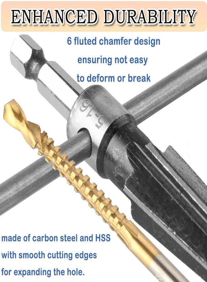 NityaEcommerce مجموعة موسع ثقوب مخروطي من نيتيا إيكوميرس مع مثقاب جانبي للقطع، مقاس 3-13 مم و5-16 مم، موسع يدوي مع مثقاب فولاذي عالي السرعة 6 مم، أداة حفر ثقوب مخروطية بمقبض على شكل حرف T لتوسيع ثقوب الخشب والبلاستيك. - Image 3